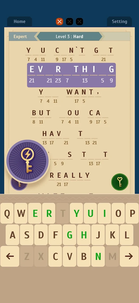 Cryptogram - Word Puzzle Games - Gameplay image of android game
