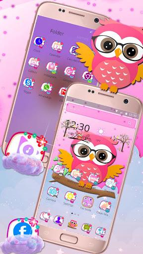 Cute Glass Owl Theme - Image screenshot of android app