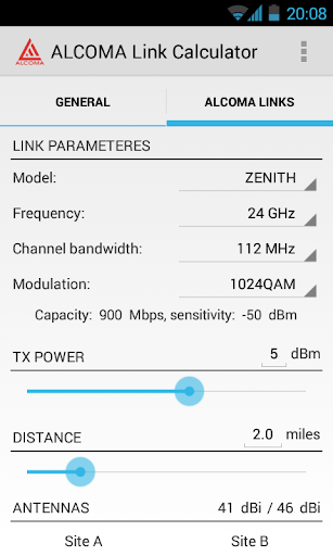 ALCOMA Link Budget Calculator - Image screenshot of android app