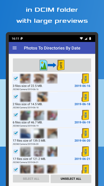 Photos To Directories By Date - عکس برنامه موبایلی اندروید