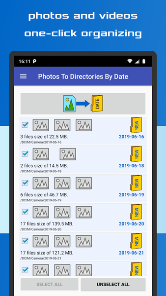 Photos To Directories By Date - عکس برنامه موبایلی اندروید