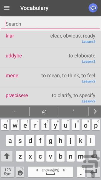 آموزش زبان دانمارکی پیشرفته - عکس برنامه موبایلی اندروید