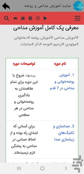 آموزش دستگاه های آوازی در مداحی - Image screenshot of android app