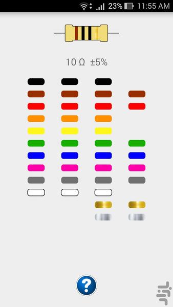 کد رنگ مقاومت - عکس برنامه موبایلی اندروید