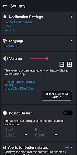 Battery charge notification - عکس برنامه موبایلی اندروید