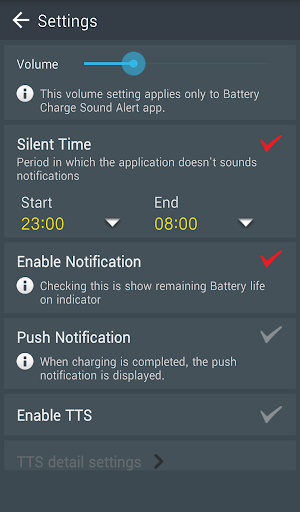 Battery charge sound alert - Image screenshot of android app
