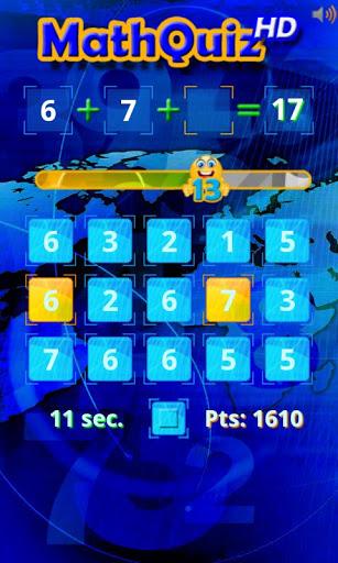 Math Quiz HD - Gameplay image of android game