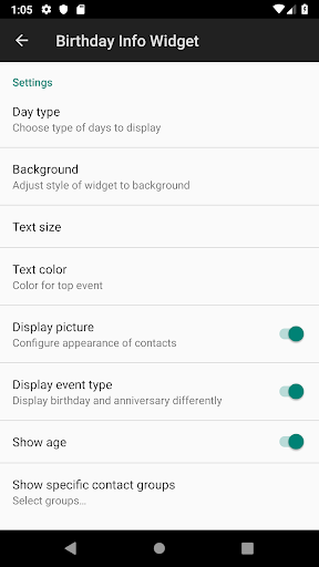 Birthday Info Widget - عکس برنامه موبایلی اندروید