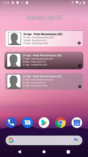 Birthday Info Widget - Image screenshot of android app