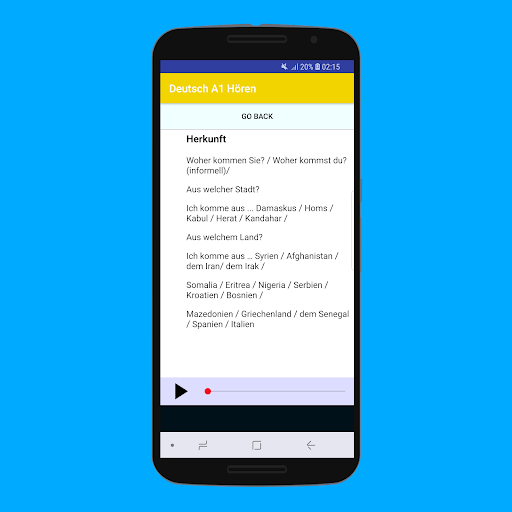 Deutsch A1 Hören Lernen Prüfung - Image screenshot of android app
