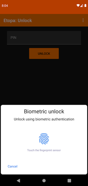 Etopa 2FA - Image screenshot of android app