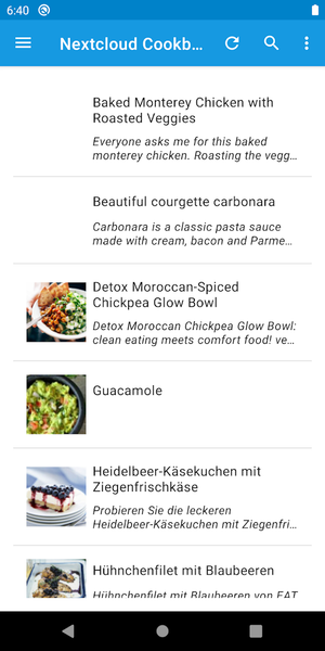 Nextcloud Cookbook - عکس برنامه موبایلی اندروید