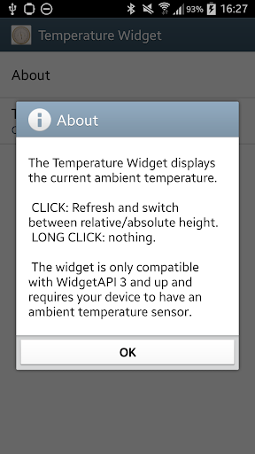 Temperature Widget Sony SW2 - Image screenshot of android app