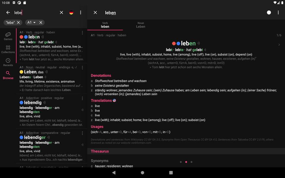 German Dictionary for Learners - عکس برنامه موبایلی اندروید