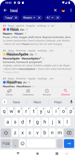 Nouns German Dictionary - Image screenshot of android app