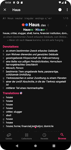 Nouns German Dictionary - عکس برنامه موبایلی اندروید