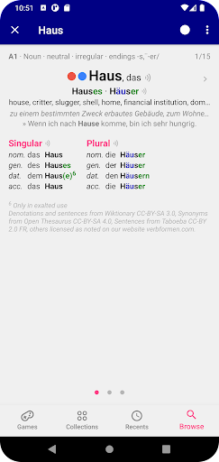 Nouns German Dictionary - Image screenshot of android app