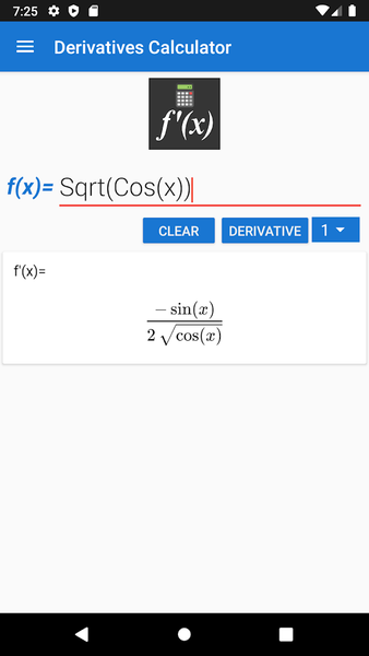 Derivatives Calculator - عکس برنامه موبایلی اندروید