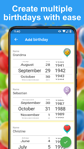 Birthday calendar - عکس برنامه موبایلی اندروید
