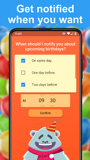 Birthday calendar - عکس برنامه موبایلی اندروید