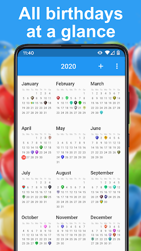 Birthday calendar - Image screenshot of android app