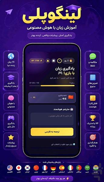 آموزش زبان لینگوپلی - عکس برنامه موبایلی اندروید