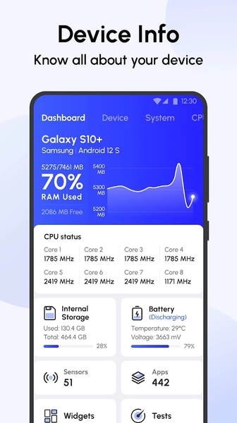 Device Info: System Info & CPU - Image screenshot of android app