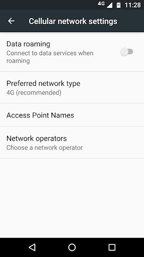 Mobile Network Settings - Image screenshot of android app