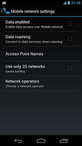 Mobile Network Settings - Image screenshot of android app