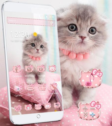 Pink Cute Kitty Cat Theme - Image screenshot of android app