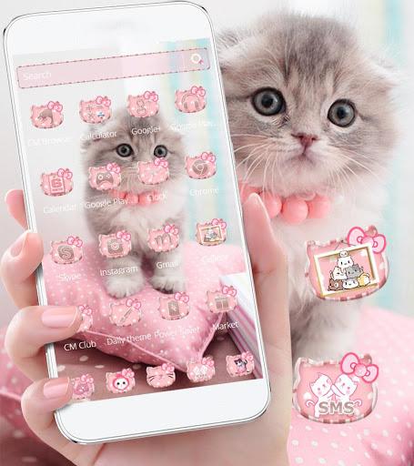 Pink Cute Kitty Cat Theme - Image screenshot of android app