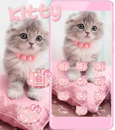 Pink Cute Kitty Cat Theme - Image screenshot of android app