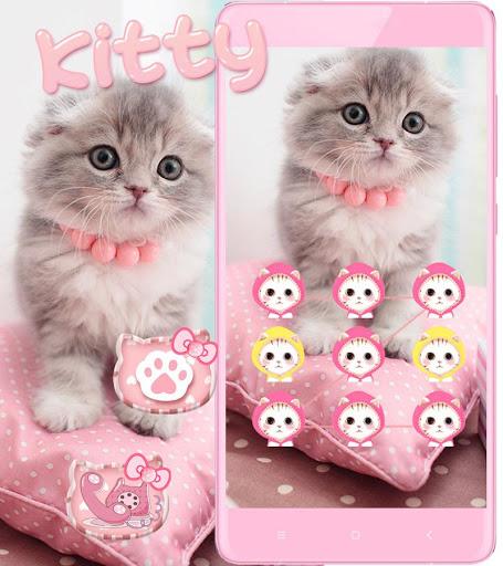 Pink Cute Kitty Cat Theme - Image screenshot of android app