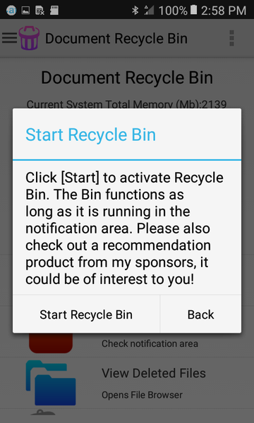 Document Recycle Bin - Image screenshot of android app