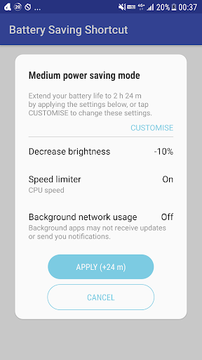 Battery Saving Shortcut - Image screenshot of android app