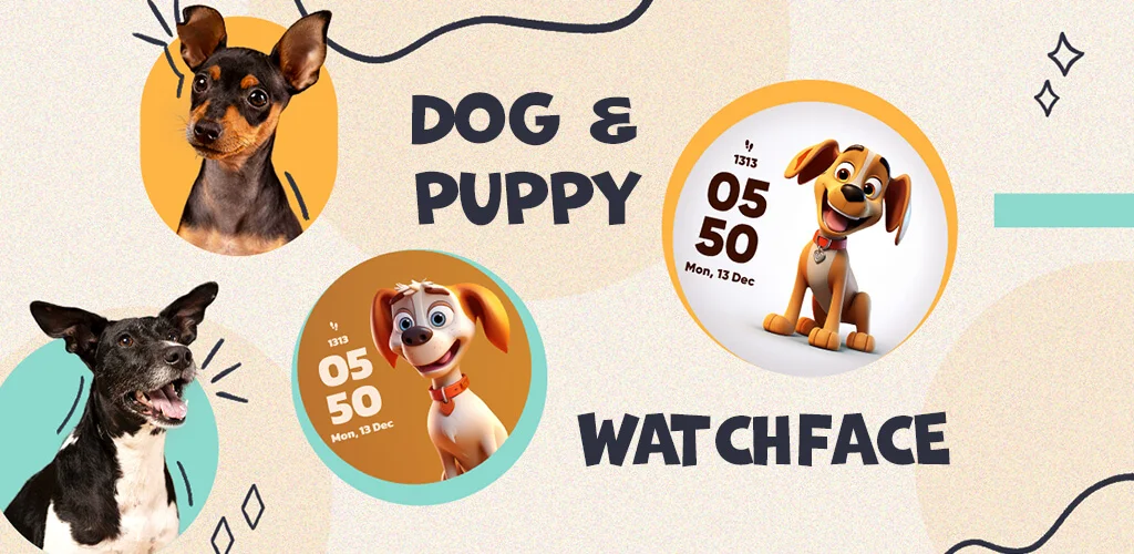 Dog & Puppy Watch Face Wear OS - Image screenshot of android app