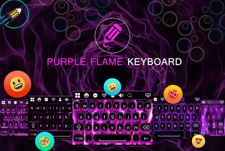 Purple Flame Keyboard - Image screenshot of android app