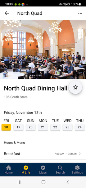 University of Michigan - Image screenshot of android app