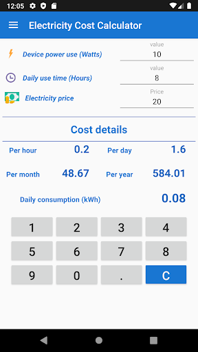 Electricity Cost Calculator - عکس برنامه موبایلی اندروید