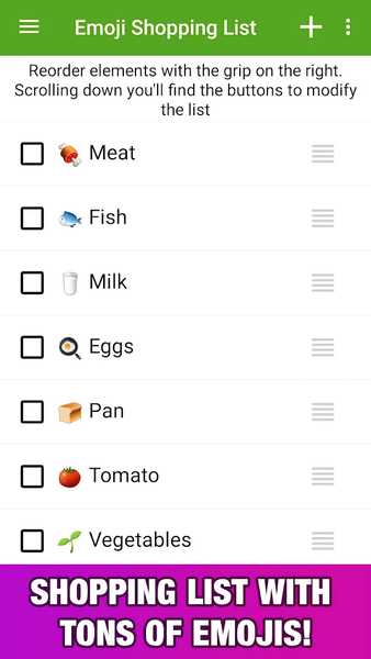 Emoji Grocery Shopping List - Image screenshot of android app