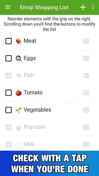 Emoji Grocery Shopping List - Image screenshot of android app