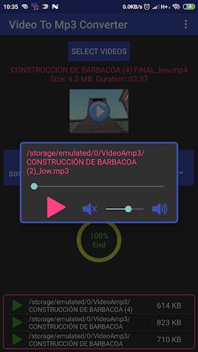 Video to mp3, mp2, aac or wav. - Image screenshot of android app