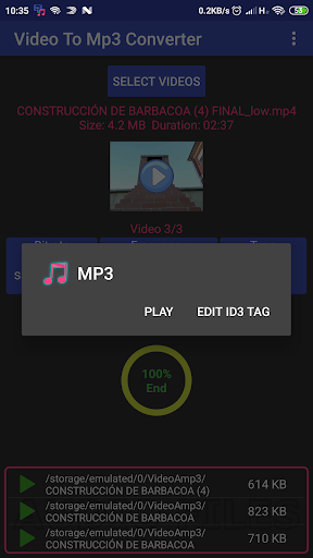 Video to mp3, mp2, aac or wav. - Image screenshot of android app