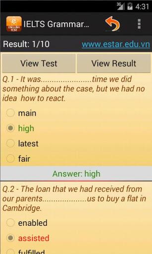 IELTS Grammar Test - عکس برنامه موبایلی اندروید