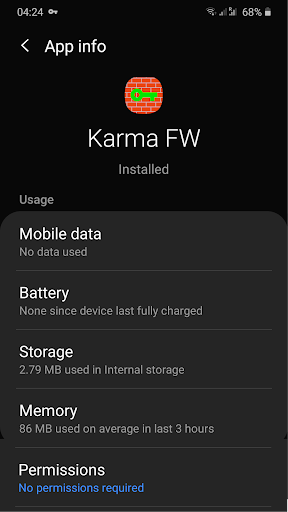 Karma Firewall - Image screenshot of android app