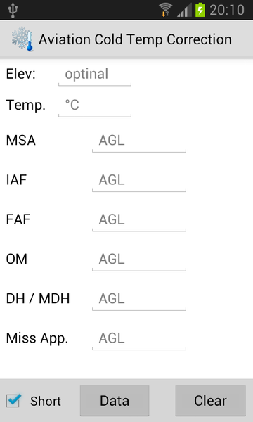 Aviation Cold Temp Correction - Image screenshot of android app