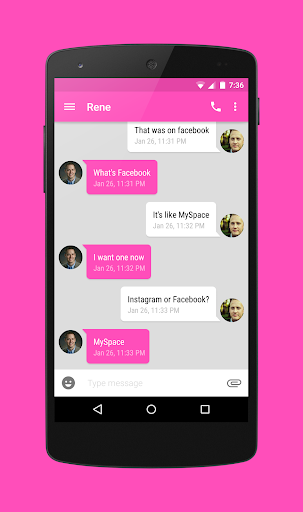 EvolveSMS Theme Pink Material - Image screenshot of android app