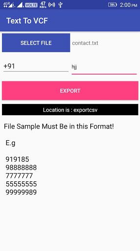 Text to VCF - عکس برنامه موبایلی اندروید