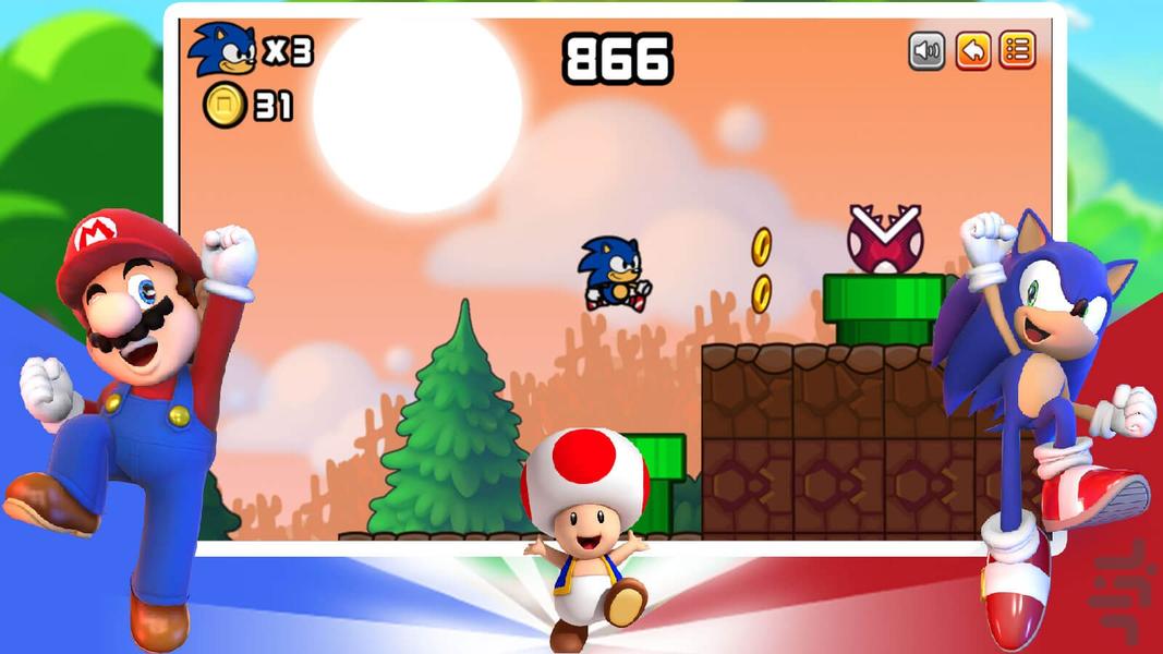 Sonic and the mushroom eater game - Gameplay image of android game