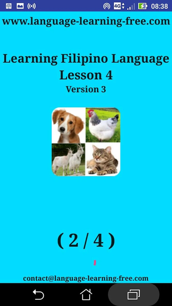 Animal names in Filipino - Image screenshot of android app